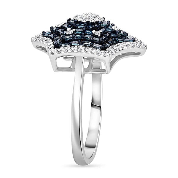 Shop Lc Blue Diamond Diamond Star Ring In Platinum Over Sterling Silver 1.00 Ctw