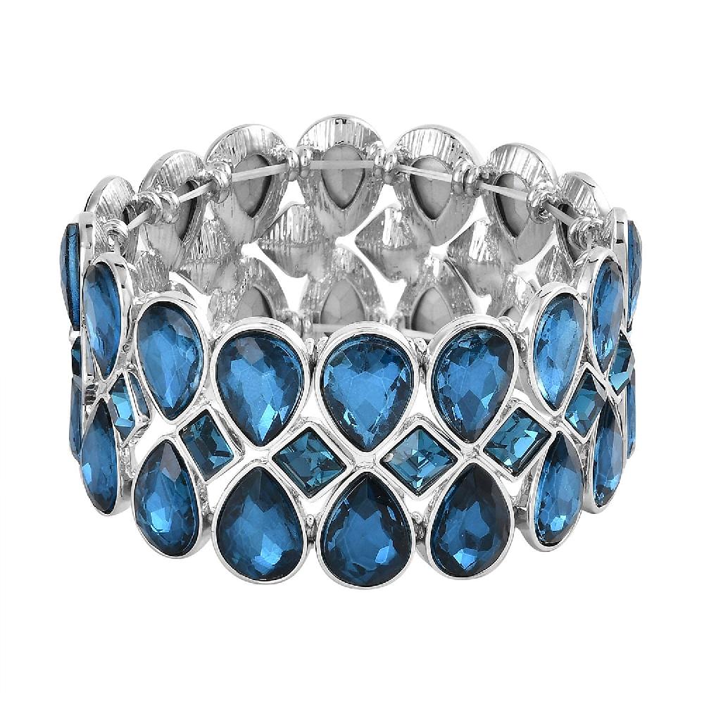 shop lc Blue Glass Bracelet in Silvertone (6.50-7.0In)
