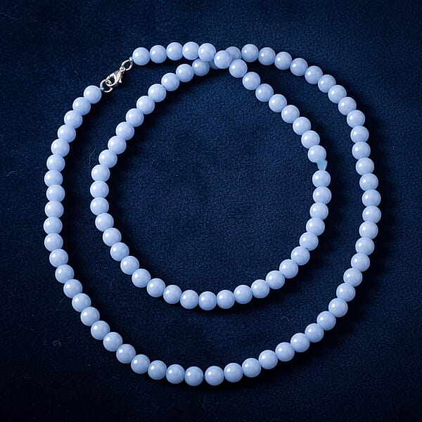 Shop Lc Blue Glow In Dark Beaded Necklace In Stainless Steel 340.00 Ctw (34 Inches)
