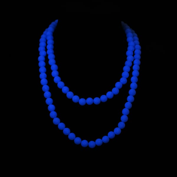 Shop Lc Blue Glow In Dark Beaded Necklace In Stainless Steel 340.00 Ctw (34 Inches)