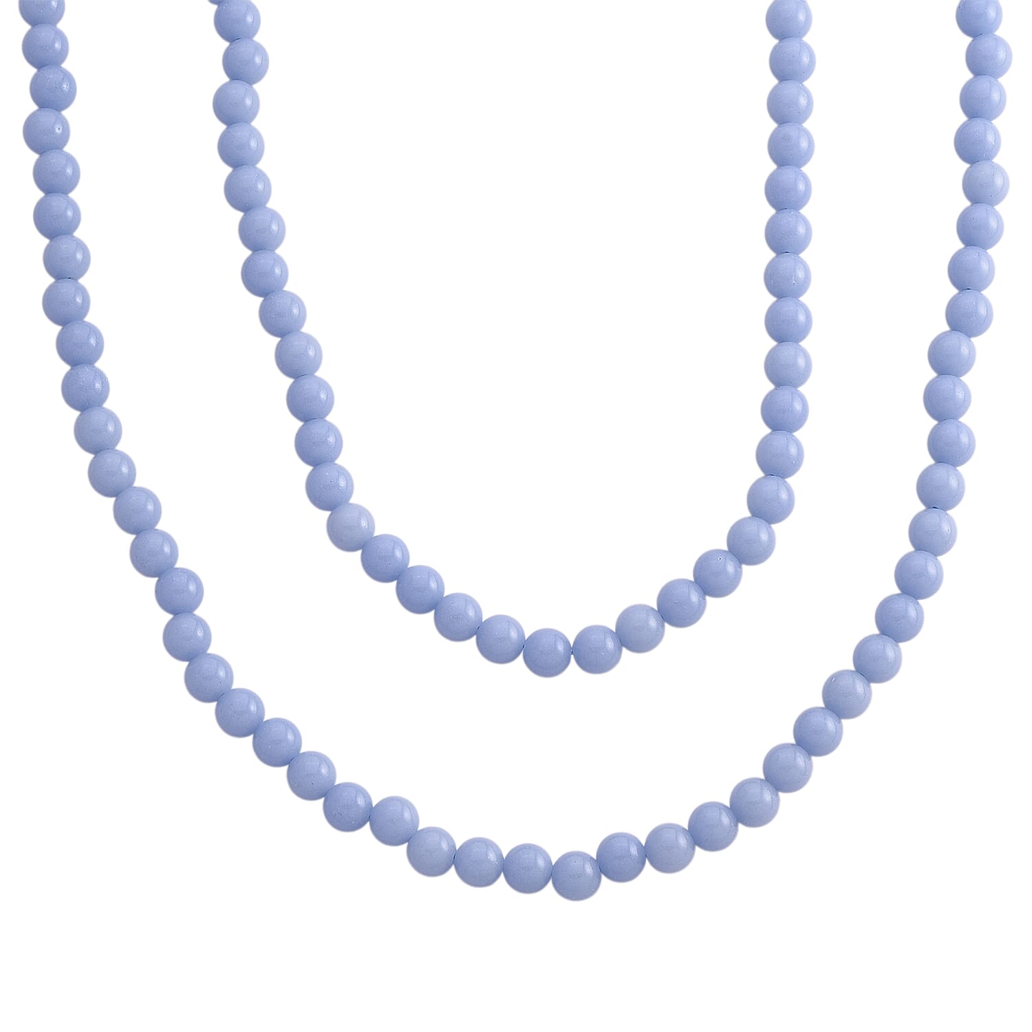 shop lc Blue Glow in Dark Beaded Necklace in Stainless Steel 340.00 ctw (34 Inches)