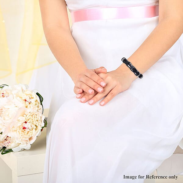 Shop Lc Blue Goldstone 107.00 Ctw Fancy Bamboo Stretch Bracelet