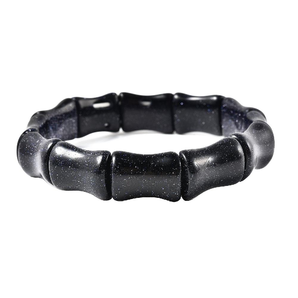 shop lc Blue Goldstone 107.00 ctw Fancy Bamboo Stretch Bracelet