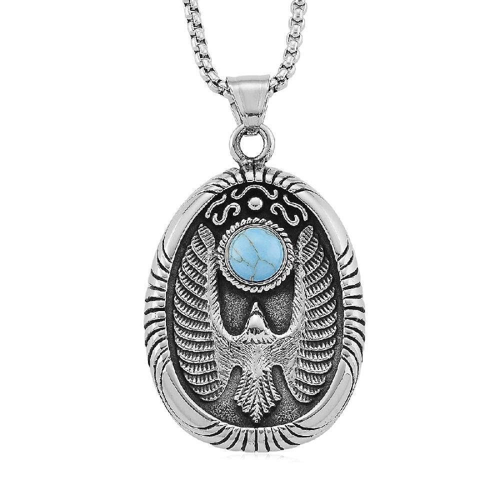 shop lc Blue Howlite 0.50 ctw Winged Scarab Necklace in Stainless Steel 23.5 Inches