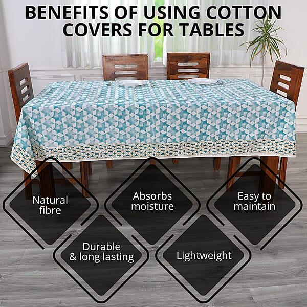 Shop Lc Blue Mustard Screen Printed Cotton Sheeting Table Cover