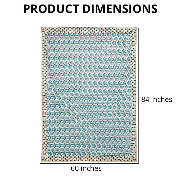 Shop Lc Blue Mustard Screen Printed Cotton Sheeting Table Cover