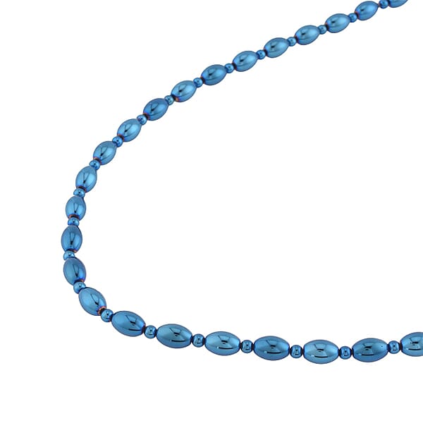 Shop Lc Blue Plated Hematite 326.50 Ctw Beaded Necklace With Magnetic Clasp In Silvertone 20 Inches