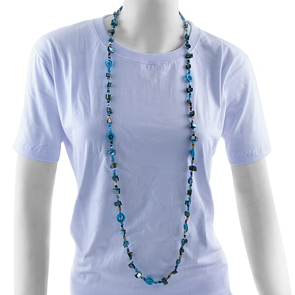 Shop Lc Blue Resin Multi Color Seed Beaded Endless Necklace 40 Inches