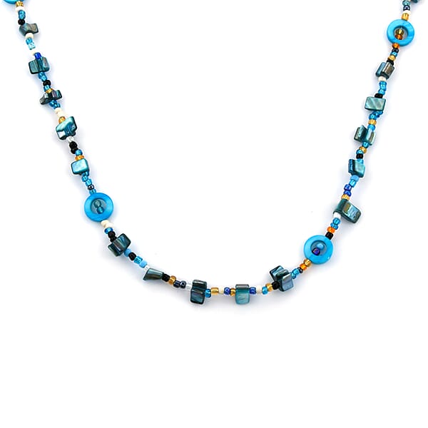 Shop Lc Blue Resin Multi Color Seed Beaded Endless Necklace 40 Inches