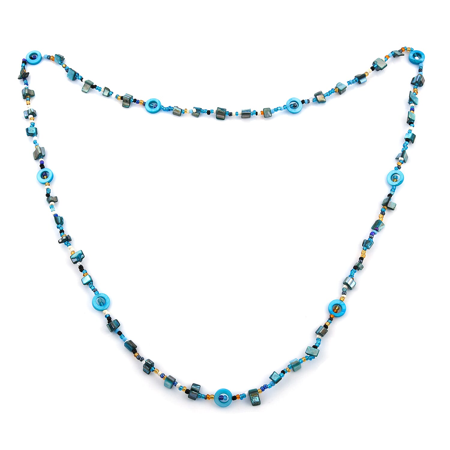 shop lc Blue Resin Multi Color Seed Beaded Endless Necklace 40 Inches