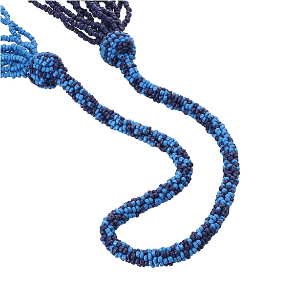 Shop Lc Blue Seed Bead Multi Strand Necklace 28 Inches
