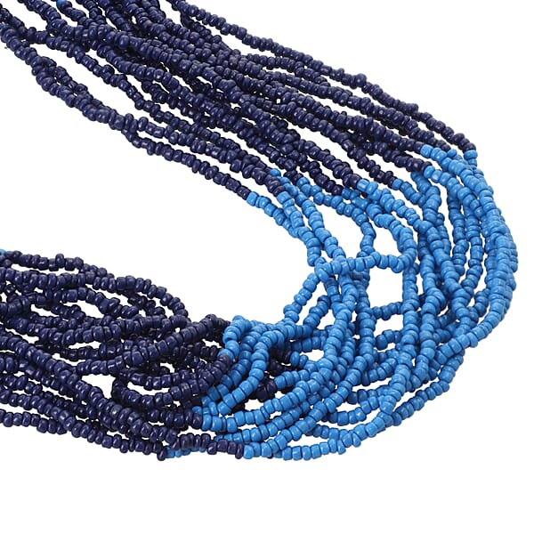 Shop Lc Blue Seed Bead Multi Strand Necklace 28 Inches