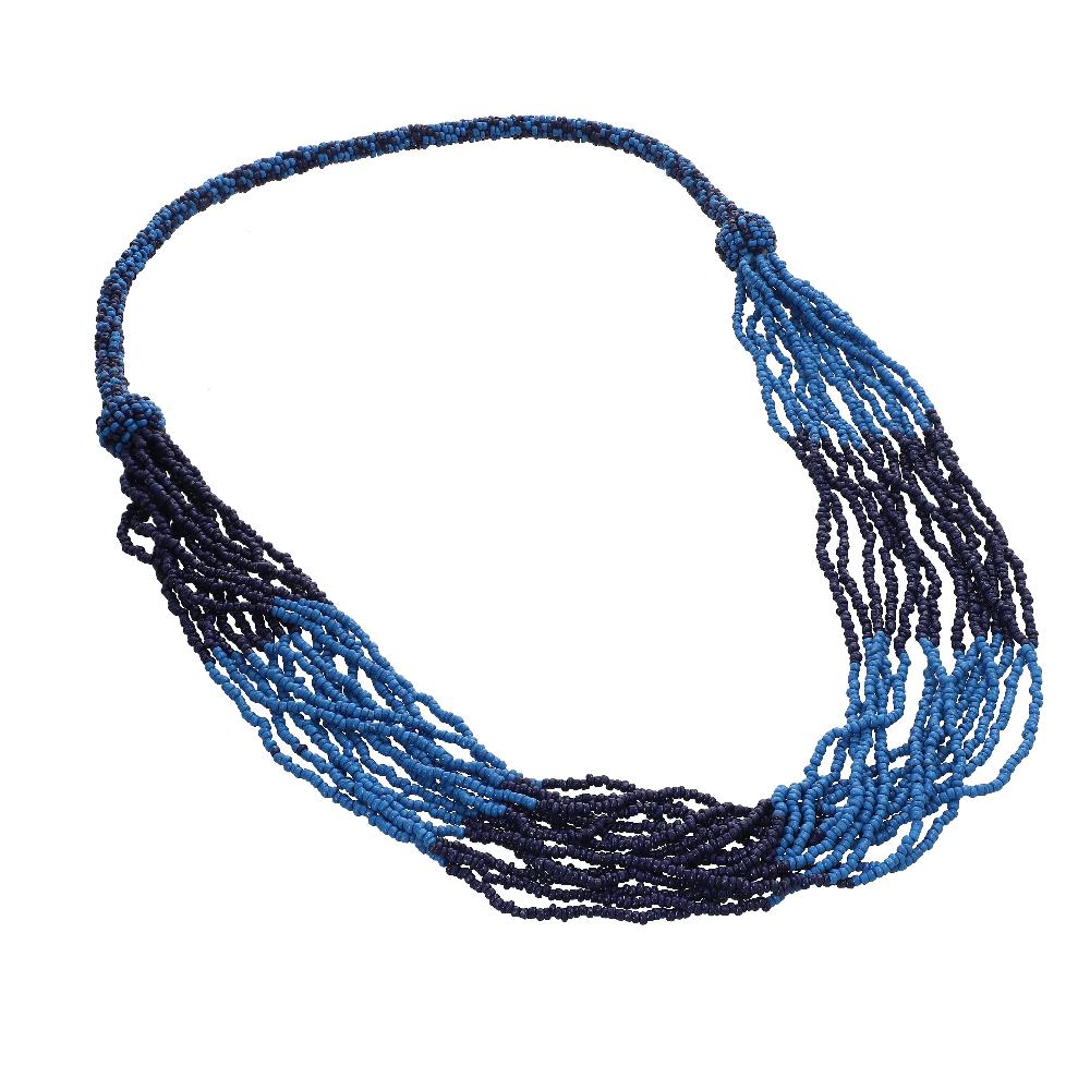 shop lc Blue Seed Bead Multi Strand Necklace 28 Inches