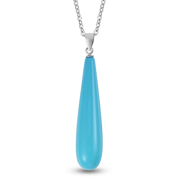 Shop Lc Blue Shell Pearl Drop Pendant Necklace 20 Inches And Earrings In Stainless Steel