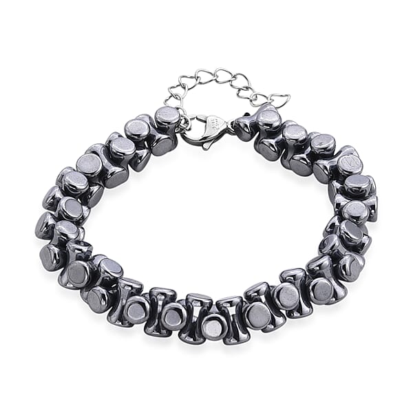 Shop Lc Bone Shape Terahertz 90.00 Ctw Beaded Bracelet In Stainless Steel (7-9In)
