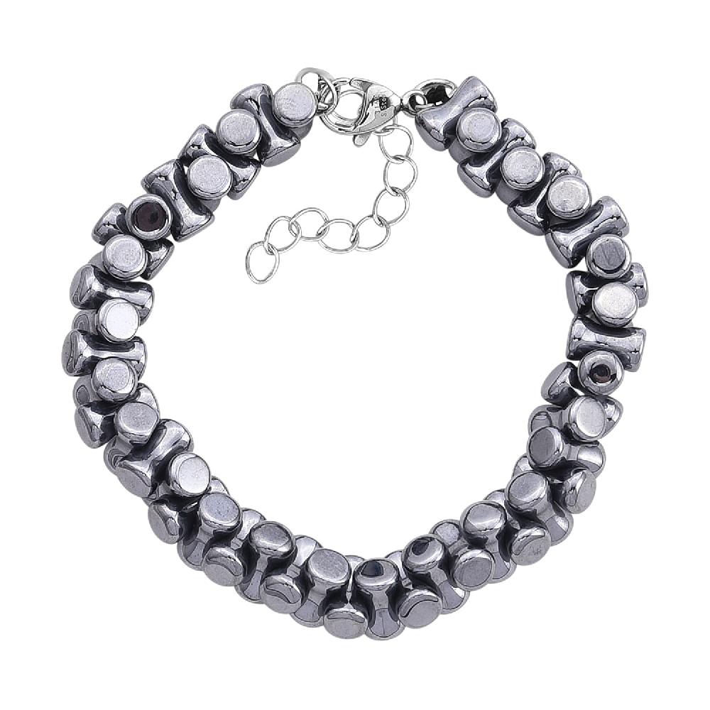 shop lc Bone Shape Terahertz 90.00 ctw Beaded Bracelet in Stainless Steel (7-9In)