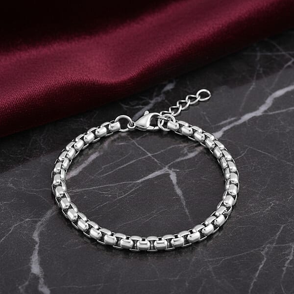 Shop Lc Box Chain Bracelet In Stainless Steel (7.0-8.0In)