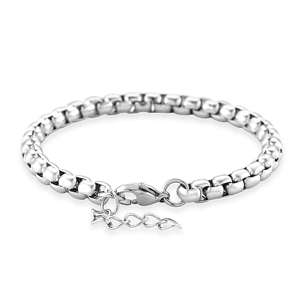 Shop Lc Box Chain Bracelet In Stainless Steel (7.0-8.0In)
