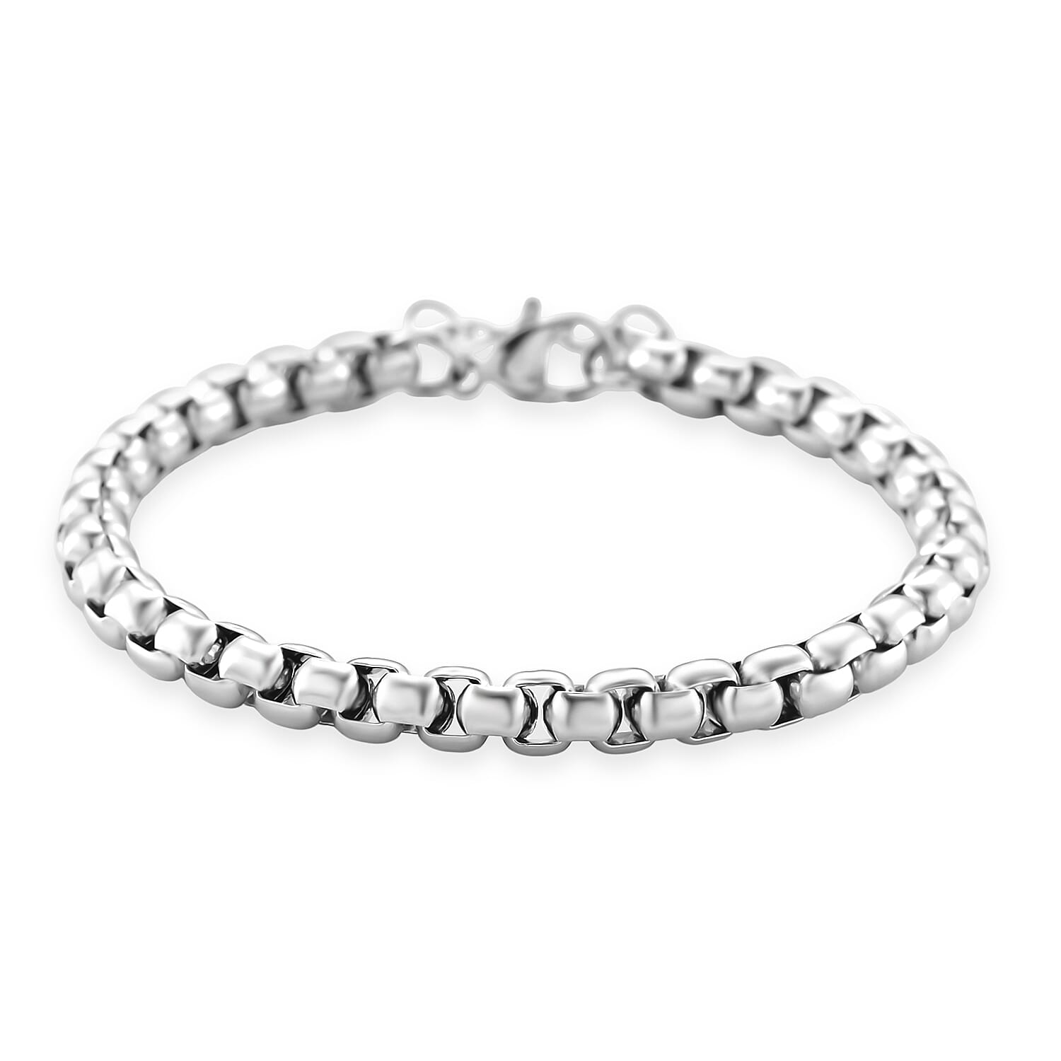 shop lc Box Chain Bracelet in Stainless Steel (7.0-8.0In)