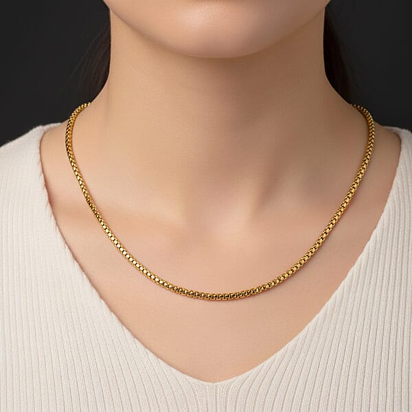 Shop Lc Box Chain Necklace In ION Plated YG Stainless Steel (24-26 Inches)
