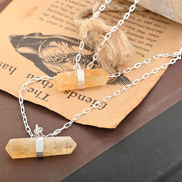 Shop Lc Brazilian Citrine 38.50 Ctw Double Layer Necklace In Silvertone 21-23 Inches