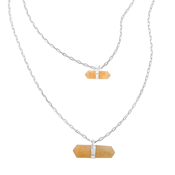 Shop Lc Brazilian Citrine 38.50 Ctw Double Layer Necklace In Silvertone 21-23 Inches