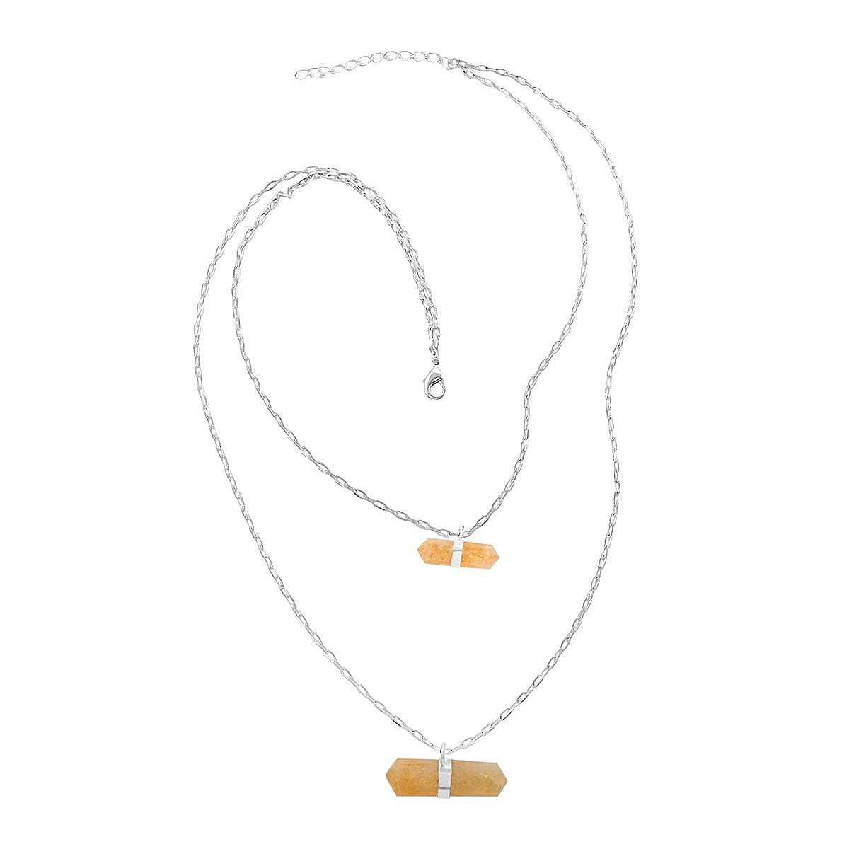 shop lc Brazilian Citrine 38.50 ctw Double Layer Necklace in Silvertone 21-23 Inches