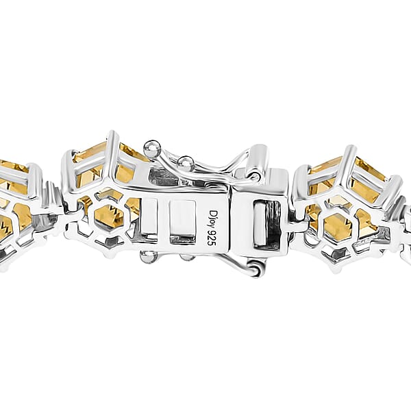 Shop Lc Brazilian Citrine And Moissanite 29.50 Ctw Honeycomb Bracelet In Rhodium Over Sterling Silver (7.25 In)
