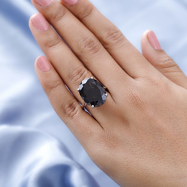 Shop Lc Brazilian Smoky Quartz 16.25 Ctw Solitaire Ring In Platinum Over Sterling Silver