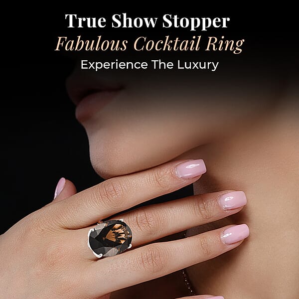 Shop Lc Brazilian Smoky Quartz 16.25 Ctw Solitaire Ring In Platinum Over Sterling Silver