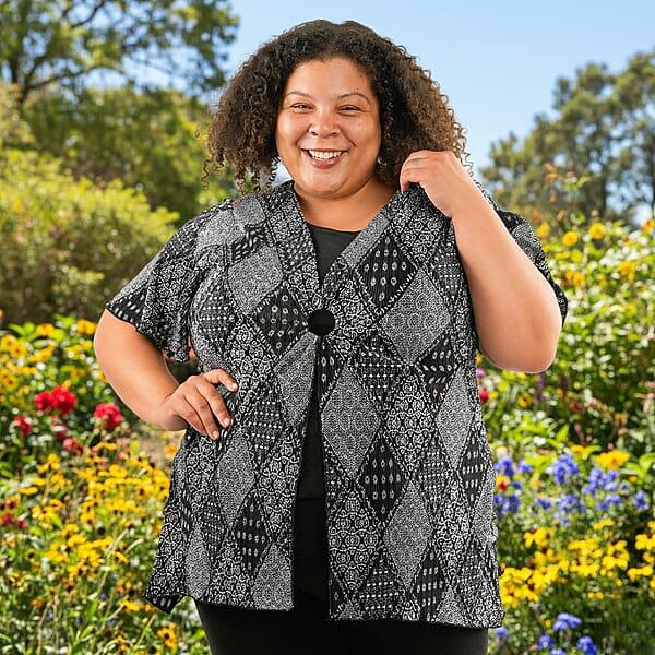 Shop Lc BRITANY BLACK Black Bandana Faux Twinset Blouse With Sequin - L