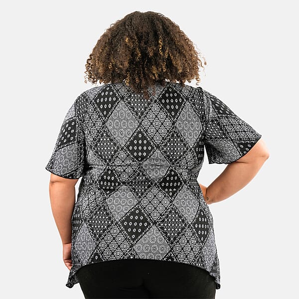 Shop Lc BRITANY BLACK Black Bandana Faux Twinset Blouse With Sequin - L