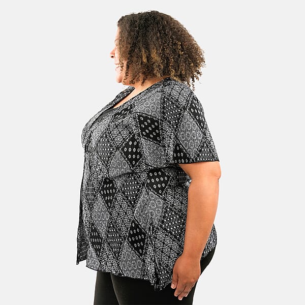 Shop Lc BRITANY BLACK Black Bandana Faux Twinset Blouse With Sequin - L