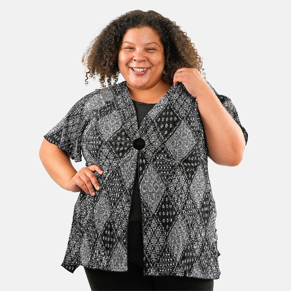 shop lc BRITANY BLACK Black Bandana Faux Twinset Blouse with Sequin - L