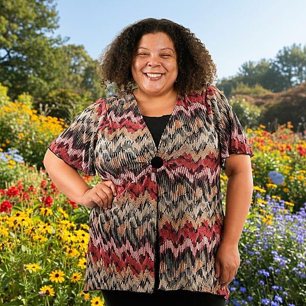 Shop Lc BRITANY BLACK Multi Abstract Faux Twinset Blouse With Sequin - L