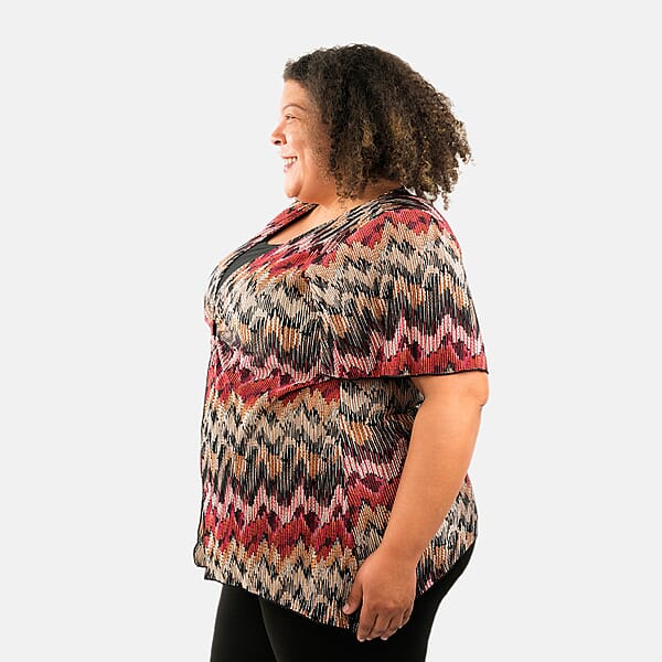 Shop Lc BRITANY BLACK Multi Abstract Faux Twinset Blouse With Sequin - L
