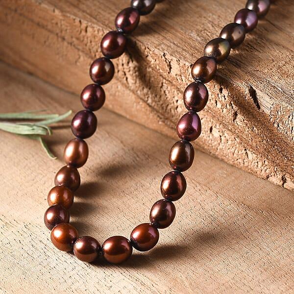 Shop Lc Bronze Freshwater Pearl Necklace (18 Inches) In Rhodium Over Sterling Silver