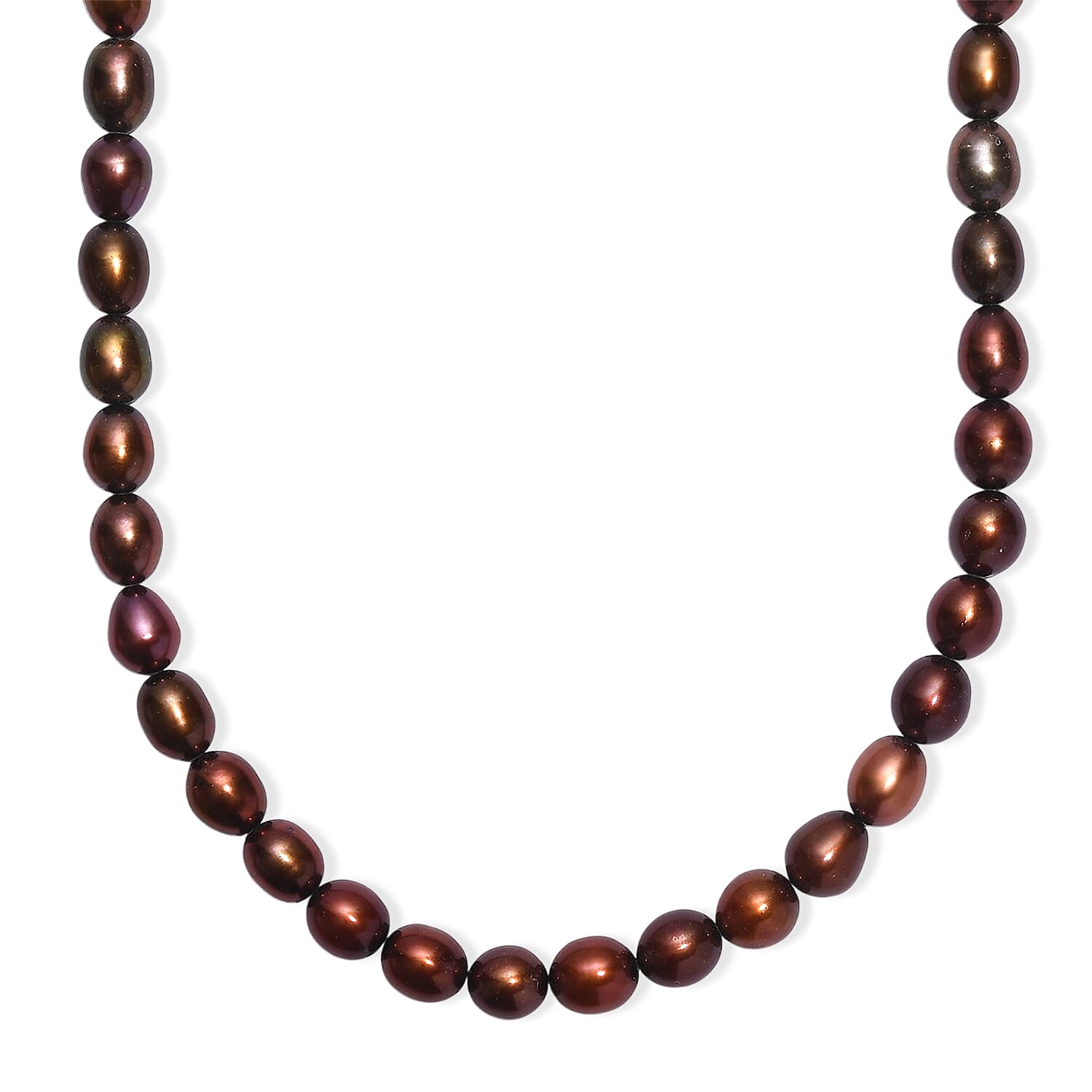 shop lc Bronze Freshwater Pearl Necklace (18 Inches) in Rhodium Over Sterling Silver