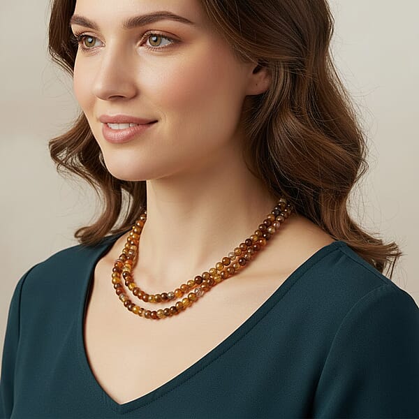 Shop Lc Brown Popcorn Agate Beaded Endless Necklace 235.00 Ctw (36 Inches)