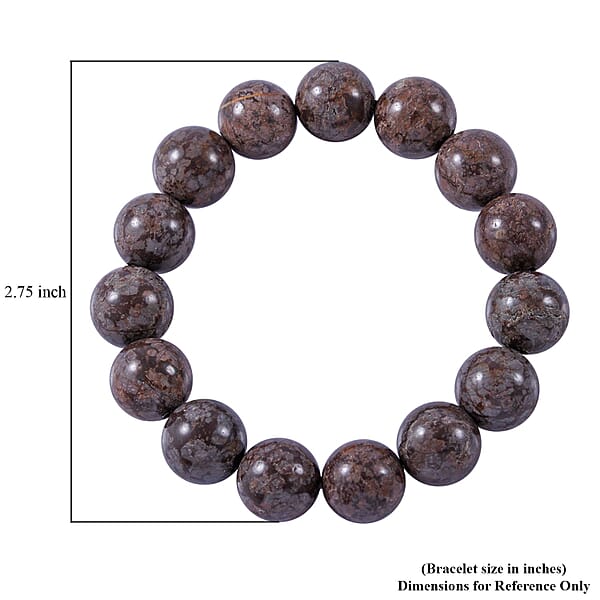 Shop Lc Brown Snowflake Jasper 12mm 200.00 Ctw Beaded Stretch Bracelet