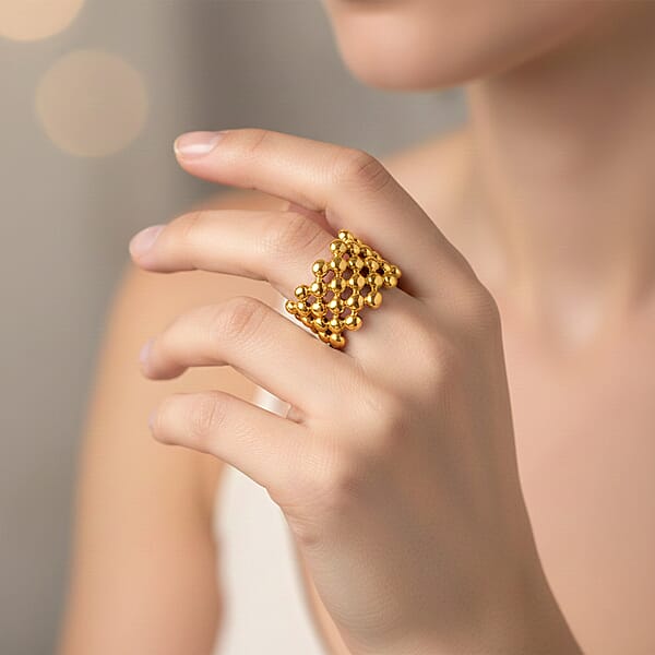 Shop Lc Bubble Shape Dome Steel Ring In ION Plated YG Stainless Steel