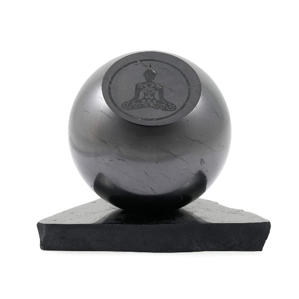 shop lc Buddha Engraved Shungite Sphere with Stand 8cm Approx. 629.00 ctw