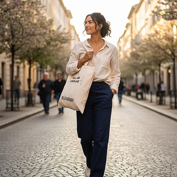 Shop Lc Bufarma Beige And Black Print Jute Tote Bag