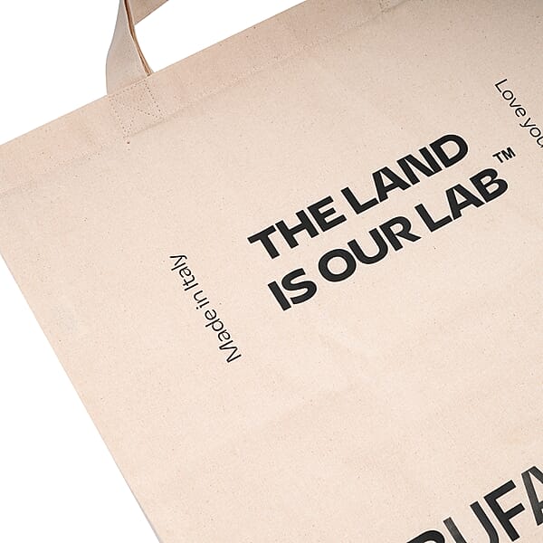 Shop Lc Bufarma Beige And Black Print Jute Tote Bag