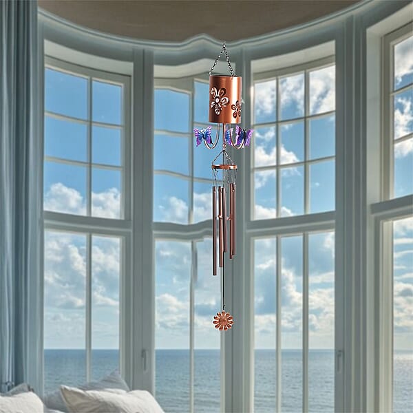 Shop Lc Butterfly Metal Solar Windmill With Wind Chime And 1 Bright LED (300 MAh)