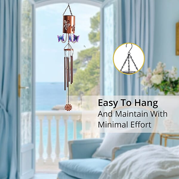 Shop Lc Butterfly Metal Solar Windmill With Wind Chime And 1 Bright LED (300 MAh)