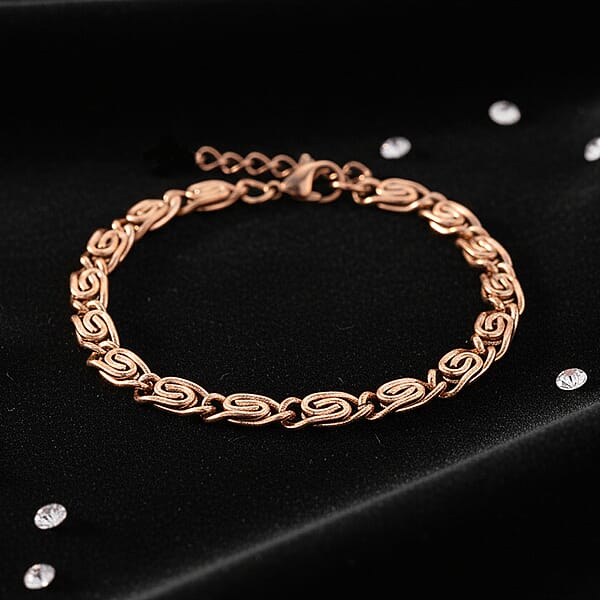 Shop Lc Byzantine Chain Bracelet In ION Plated RG Stainless Steel (7.0-8.0In)