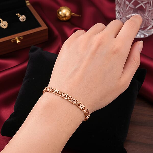 Shop Lc Byzantine Chain Bracelet In ION Plated RG Stainless Steel (7.0-8.0In)