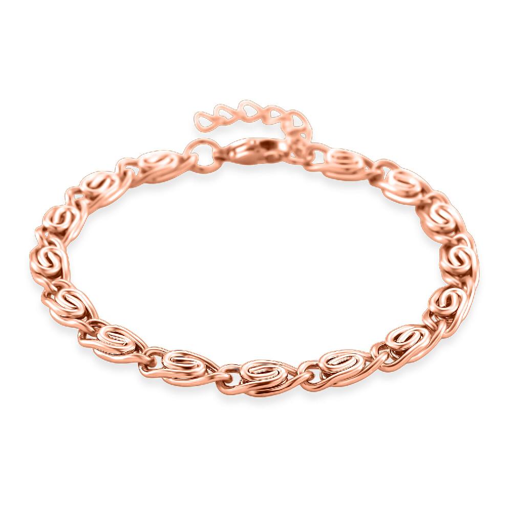 shop lc Byzantine Chain Bracelet in ION Plated RG Stainless Steel (7.0-8.0In)