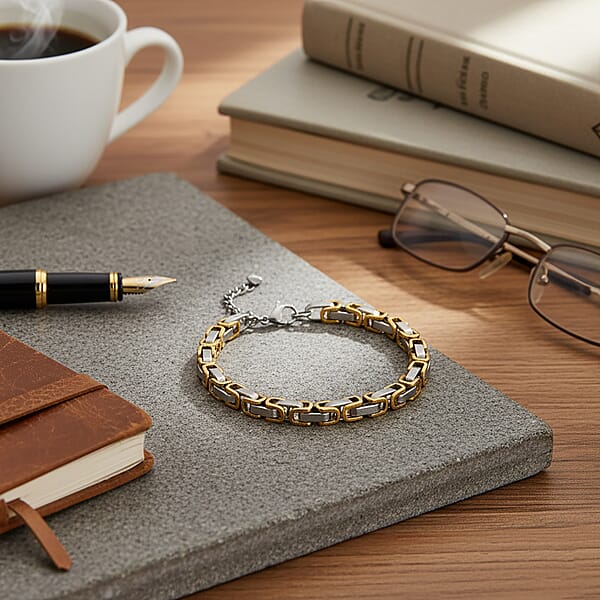 Shop Lc Byzantine Chain Bracelet In ION Plated YG And Stainless Steel (7.5-9.5In)